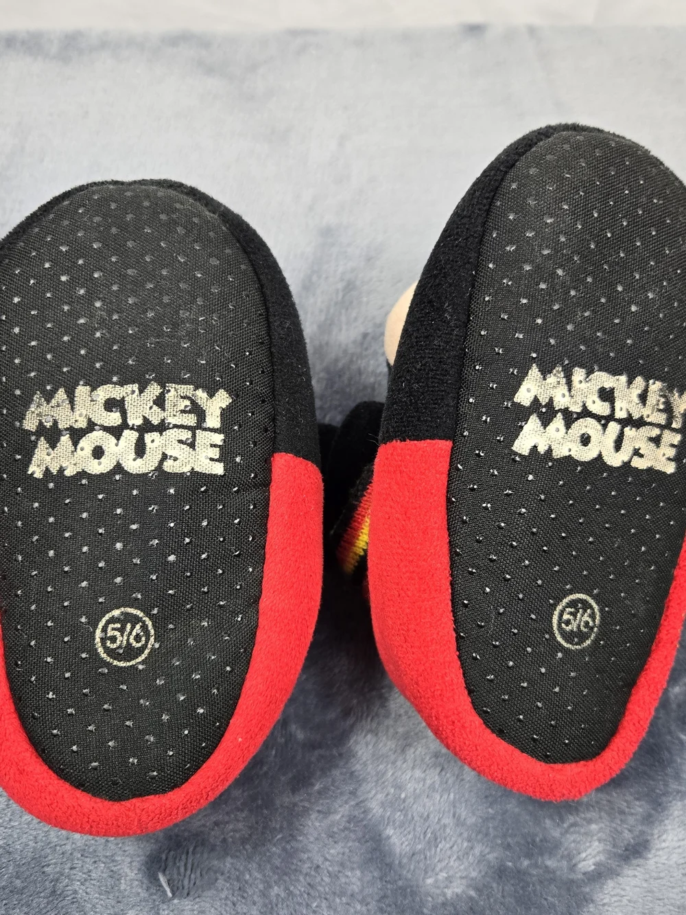 Disney Mickey Mouse Plush Slip-On Slippers in Black, Red & Yellow